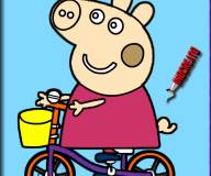 Раскраска Свинки Пеппы на велосипеде